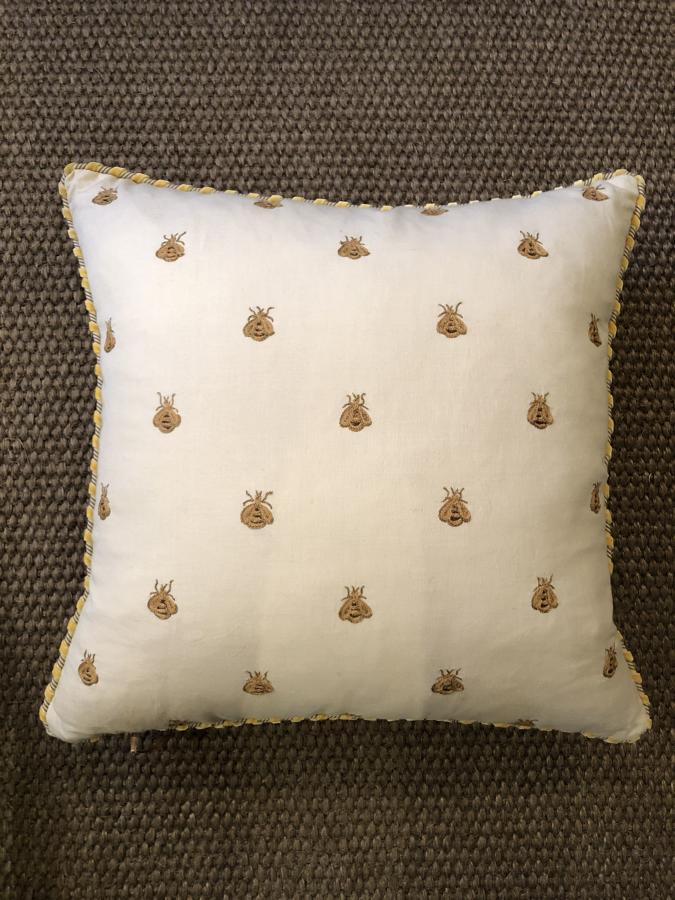 Bees Cushion Embroidered by Hand